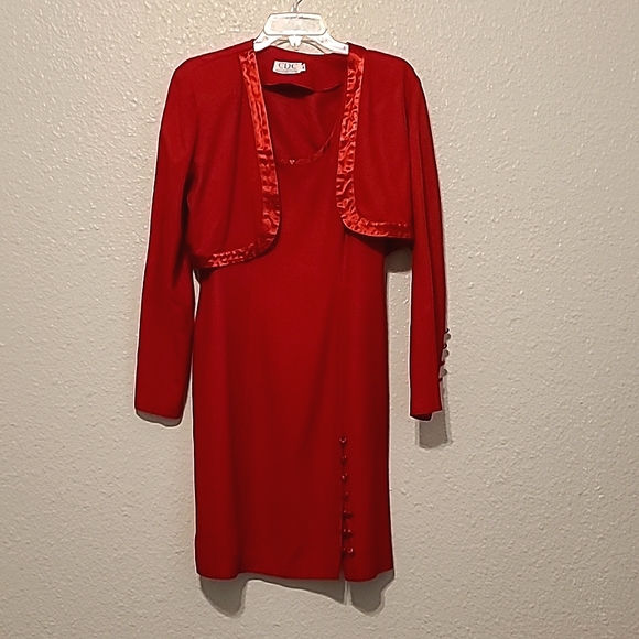 Caren Desiree Company CDC Dresses & Skirts - Vintage Womans Red CDC Sleeveless Dress with Long Sleeve Jacket Size 8